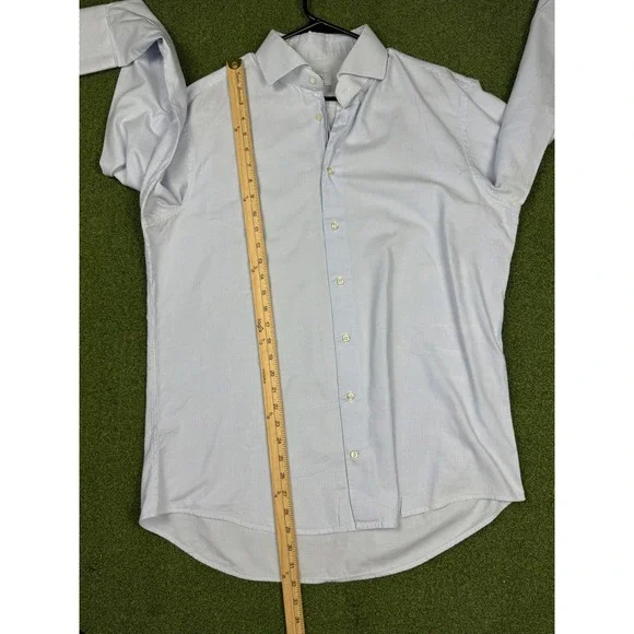 MAX Massimo Pasmato Blue Stripe Dress Shirt 100% Cotton Italy L - Picture 8 of 12